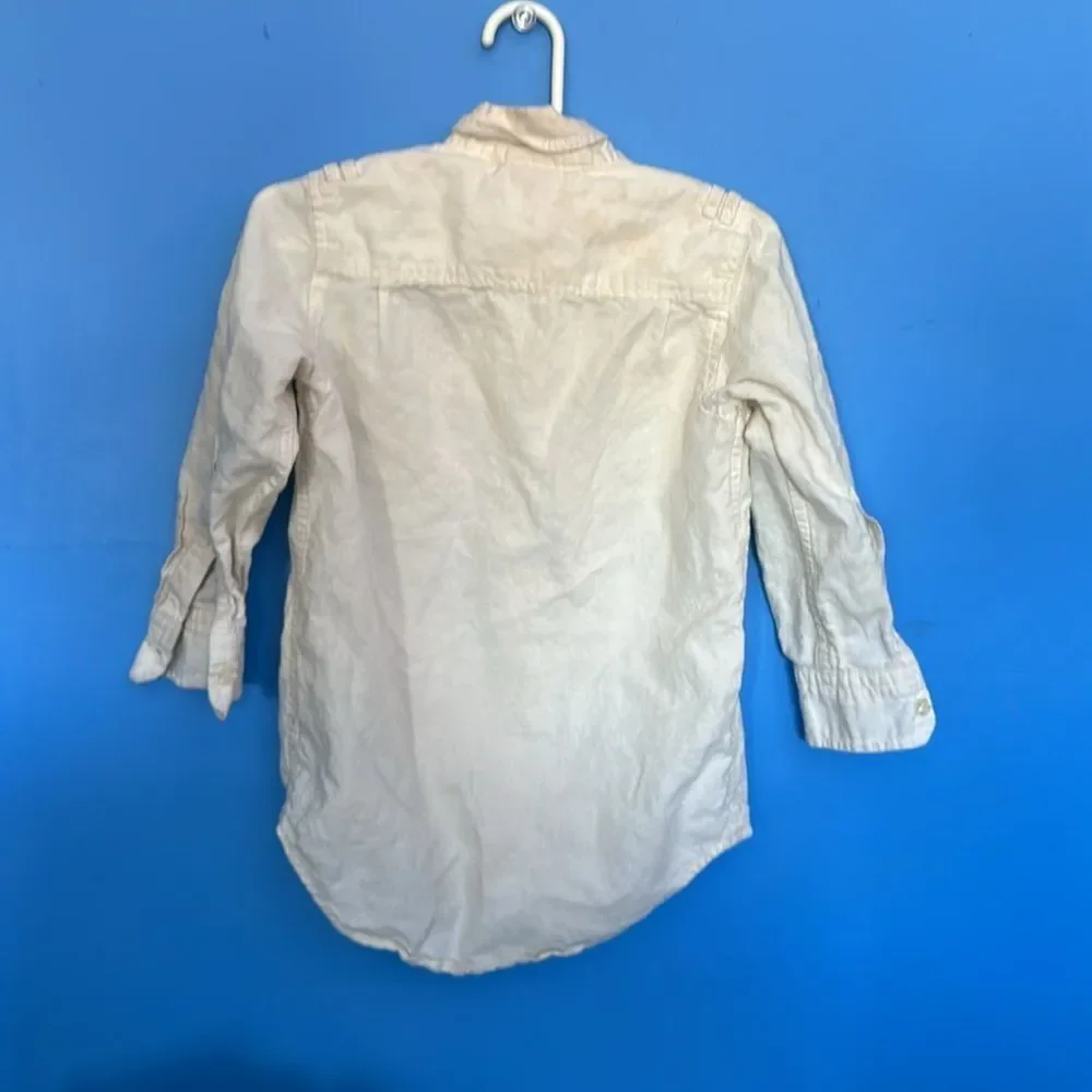 Gap Boys XS Linen Shirt Off White Long Sleeve Casual Button Down